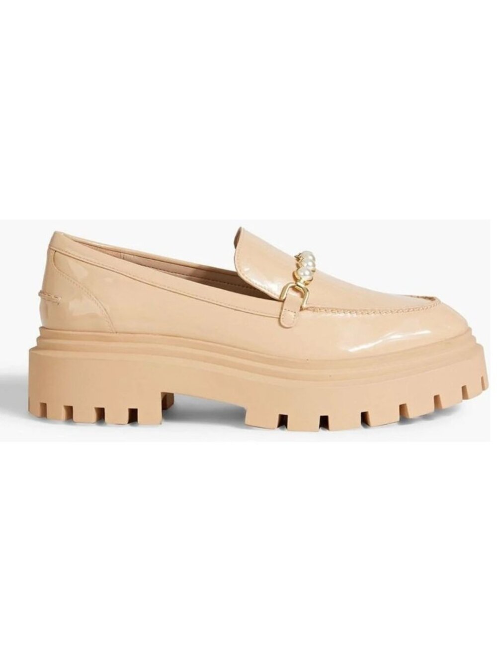 $600 STUART WEITZMAN Perla Embellished Patent-leather Platform Loafers 6.5 (PD3)